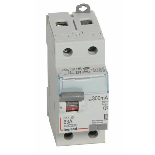 Interrupteur différentiel DX³-ID 2P 230V 63A type AC 300mA - LEGRAND - 411526