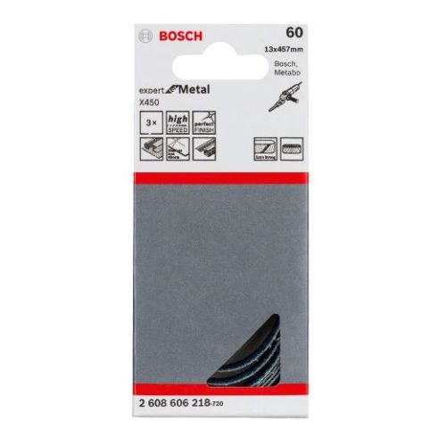 Bande abrasive 13x457mm pour métal grain 60 - BOSCH - 2608606218