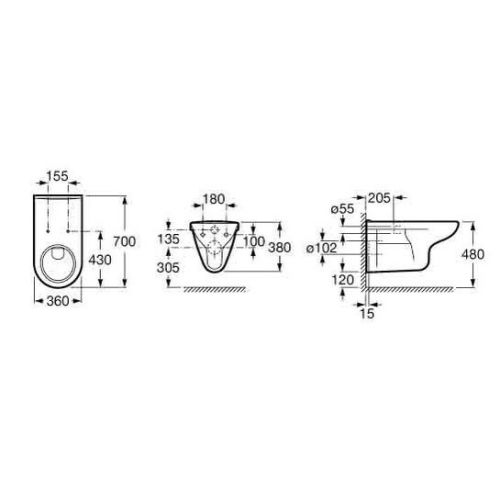 Cuvette WC ACCESS suspendue rallongée en porcelaine PMR ROCA A346237000