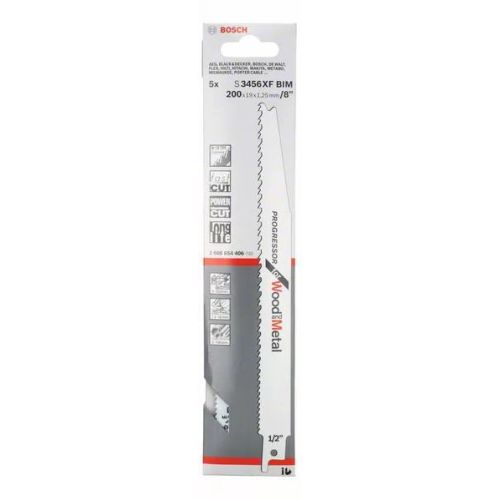 Lame de scie sabre S 3456 XF Progressor for Wood and Metal pack de 5 - BOSCH - 2608654406