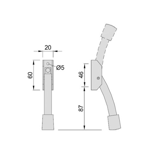 Arrêt de porte à bascule 1076 02 argent - KWS - 107602