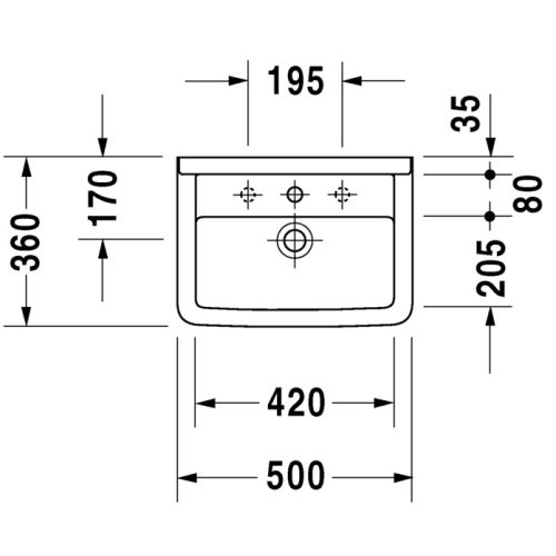 Lavabo STARCK 3 en céramique sanitaire avec trop-plein 50 cm - DURAVIT - 300500000