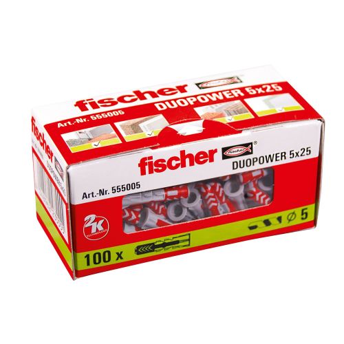 Chevilles bi-matière DuoPower 5X25 boîte de 100 - FISCHER - 555005