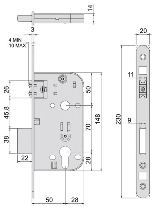 Coffre monopoint à larder à rouleau reglable axe 50mm inox MARC 1725950095