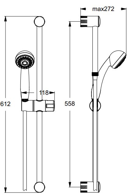 Ensemble de douche AQUA 61cm Douchette 1 jet - PORCHER - D6039AA