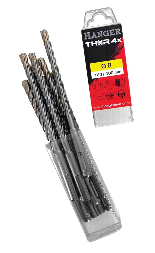 10 forets béton THOR SDS Plus 4 taillants 6X50X110 - HANGER - 155791