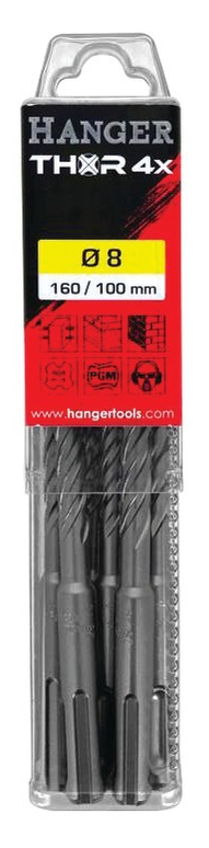 10 forets béton THOR SDS Plus 4 taillants 6X50X110 - HANGER - 155791