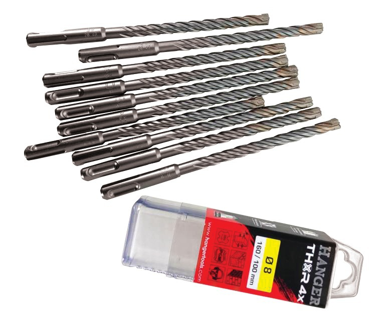 10 forets béton THOR SDS Plus 4 taillants 6X50X110 - HANGER - 155791