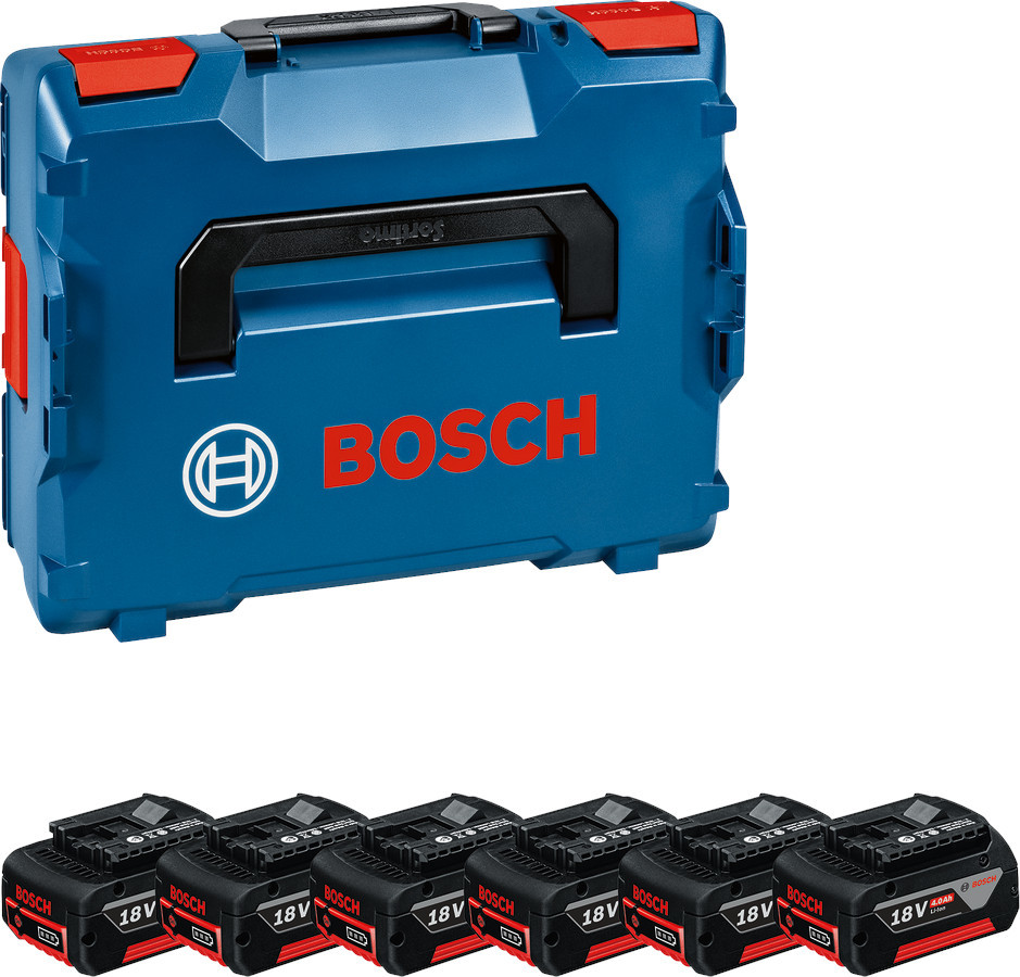 Pack 6 batteries 18V GBA 4Ah + coffret L-BOXX - BOSCH - 1600A02A2S