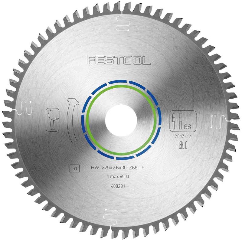 Lame de scie circulaire ALUMINIUM/PLASTICS HW 225x2,6x30 TF68 - FESTOOL - 488291