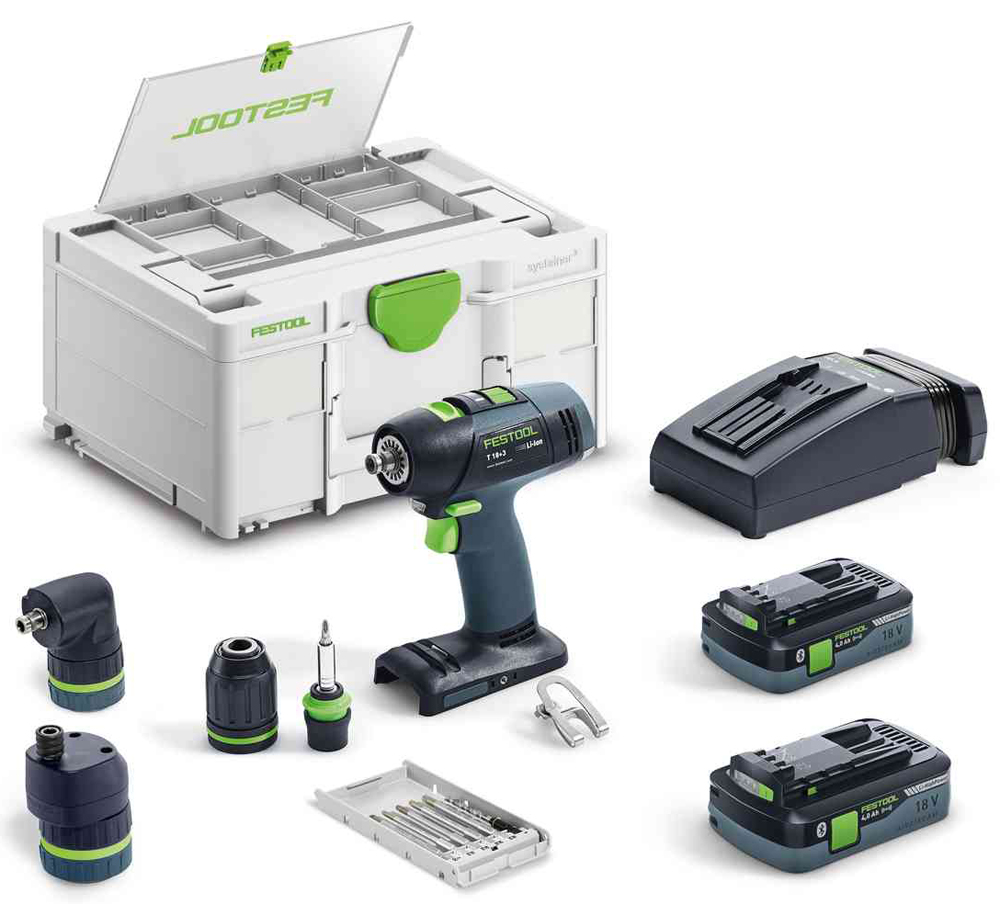 Perceuse-visseuse 18V T 18+3 HPC 4,0 I-Set + 2 batteries 4Ah + chargeur + Systainer SYS3 - FESTOOL - 577609