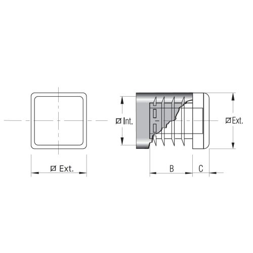 Embout interieur carré plastique 25mm noir - FORTAPS - 15-25X25