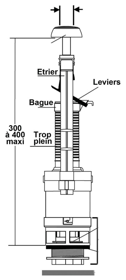 Mécanisme standard à poussoir interrompable chromé - GARIS - W03-4000G