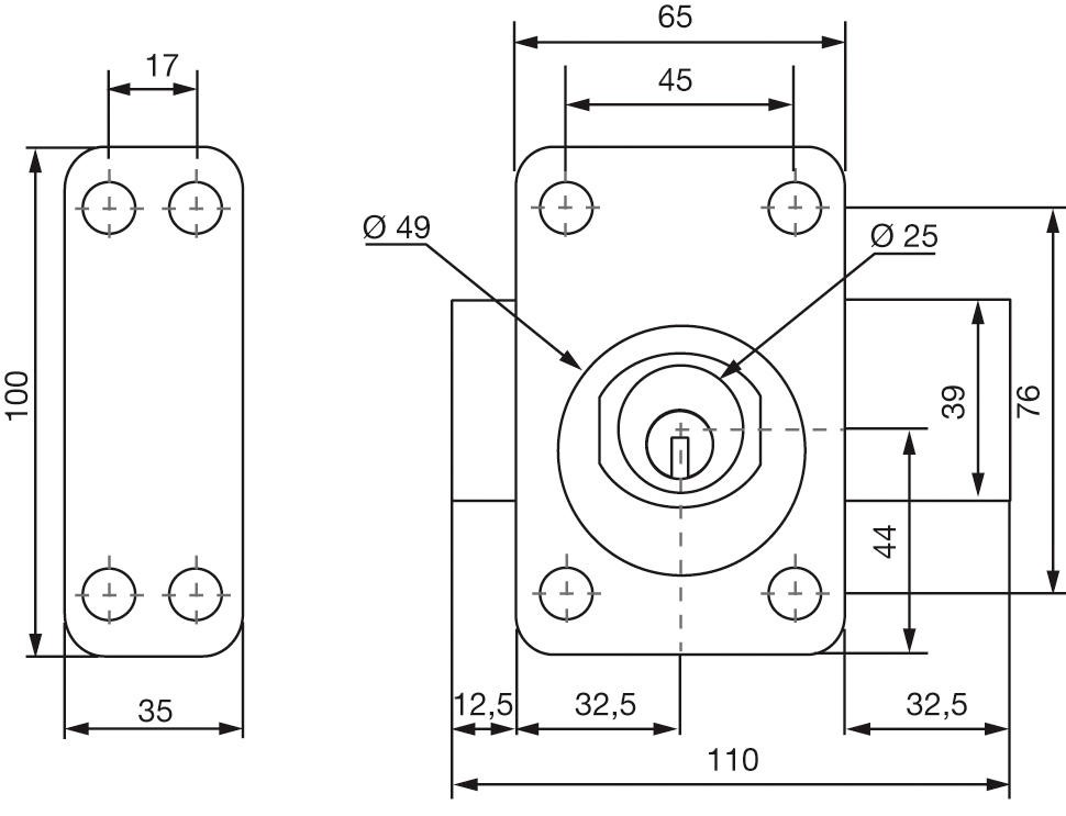 Verrou à double entrée A2P* RADIALIS cylindre de 45mm 4 clés - VACHETTE - 27313000