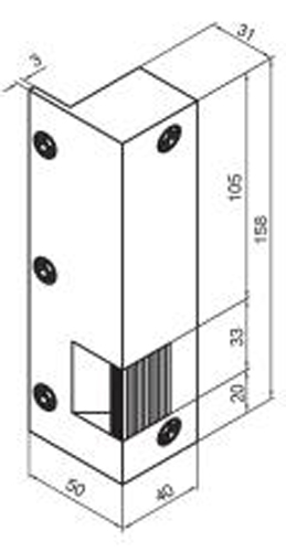 Gâche n° 8 droite tirant électro inversé 12VCC - BEUGNOT - BE11311600