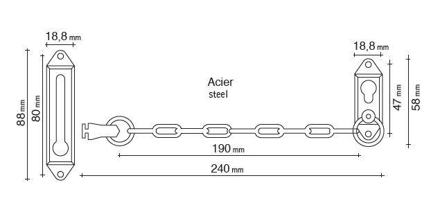Entrebâilleur de porte CHAINET nickelé - SOCONA - CB1