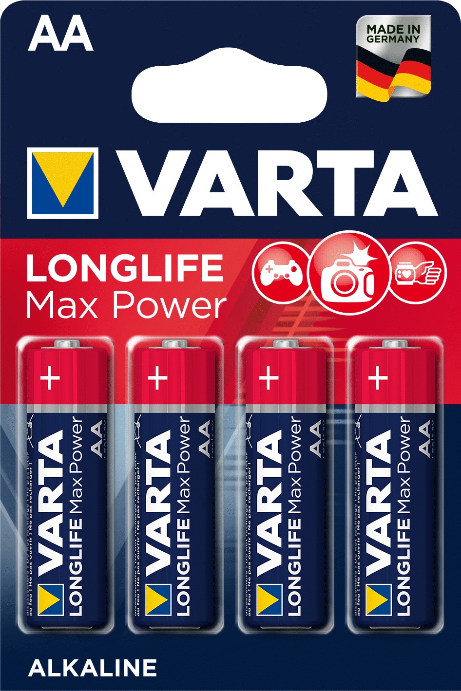 Blister de 2 piles LONGLIFE Max Power LR20 D 1,5V - VARTA - 4714110401