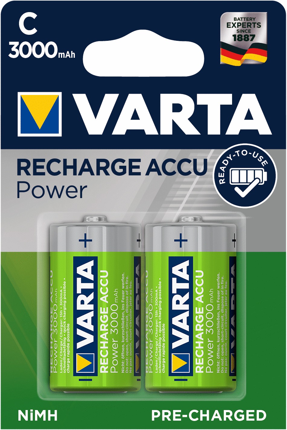 Piles rechargeables Ni-MH Accu Power 2x1,5V LR20 3000mAh - VARTA - 56720101402