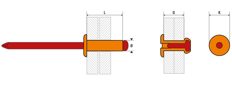 Rivet standard aluminium/acier tête plate 4,8x06 SBOX X250 - SCELL-IT - ASD4806