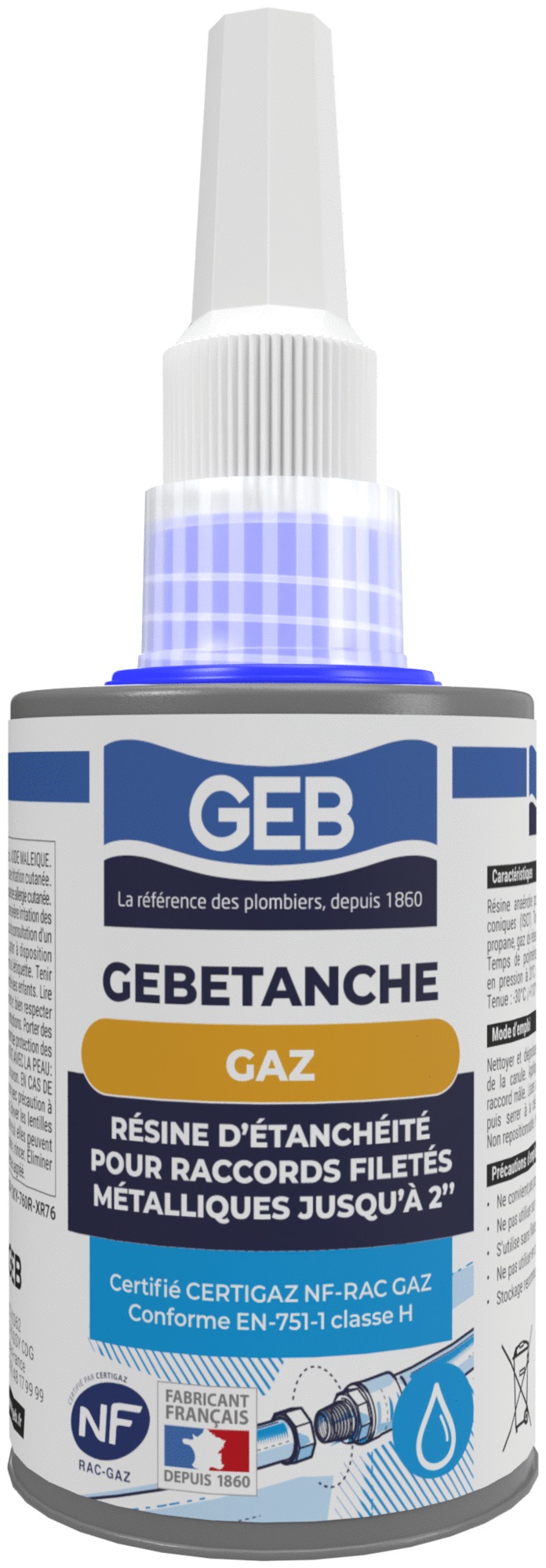 Résine d’étanchéité anaérobie GEBETANCHE GAZ flacon 75ml - GEB - 114609