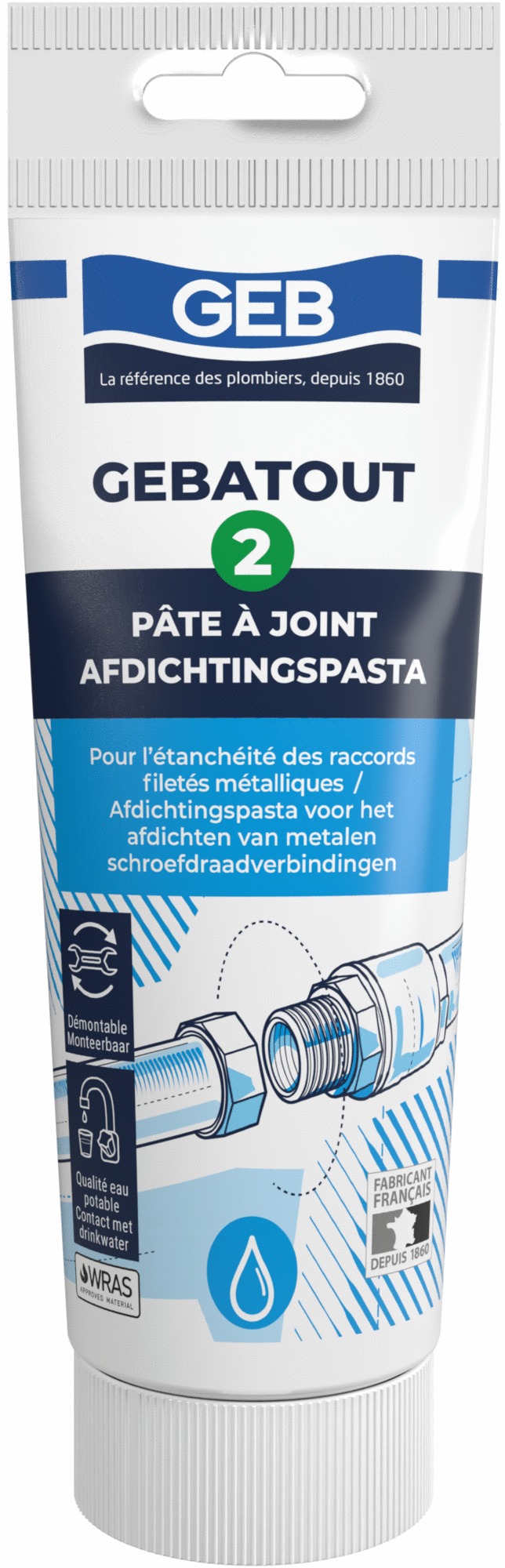 Pâte à joint Gebatout 2 en tube de 250ml - GEB - 103960