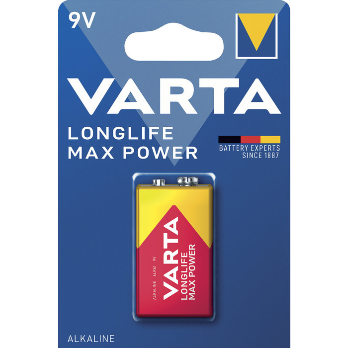 Blister de 1 pile LONGLIFE Max Power 6LR61 9V - VARTA - 4722110401