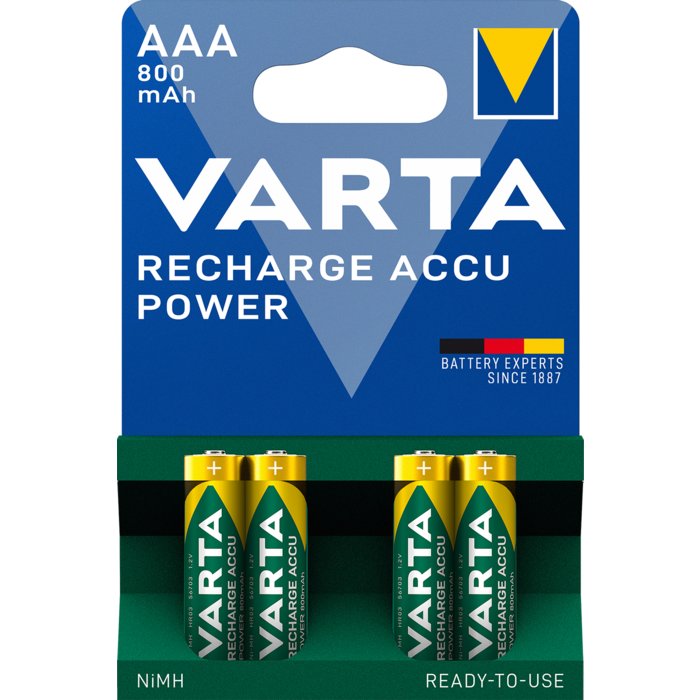 Piles rechargeables Ni-MH Accu Power 4x1,2V LR3 800mAh - VARTA - 56703101404