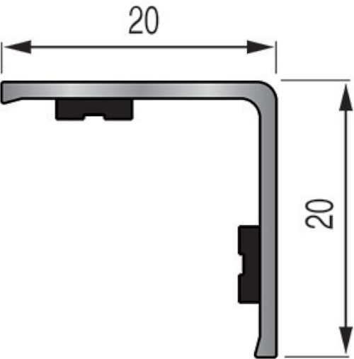 Corniére angle 3m.l 20x20mm aluminium - DINAC - 1323100