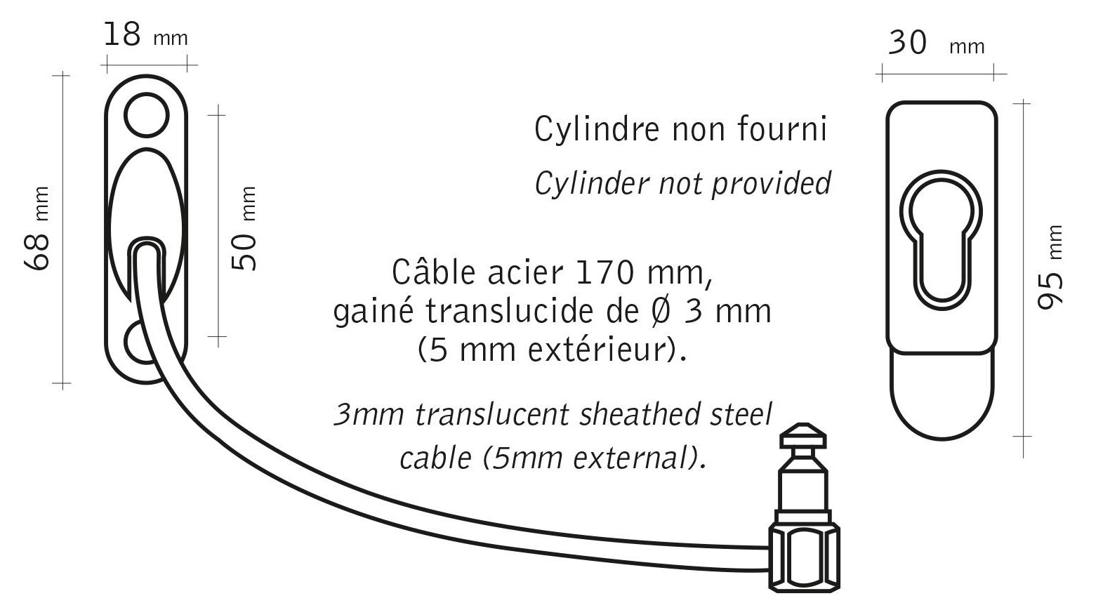 Entrebâilleur de fenêtre à câble CABL’AIR blanc - SOCONA - H6S CABLAIR