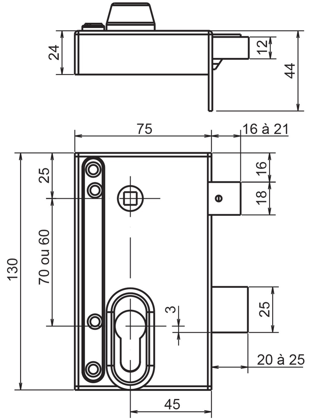 Serrure ND 10 9872 verticale fouillot droite - METALUX - FE98721020