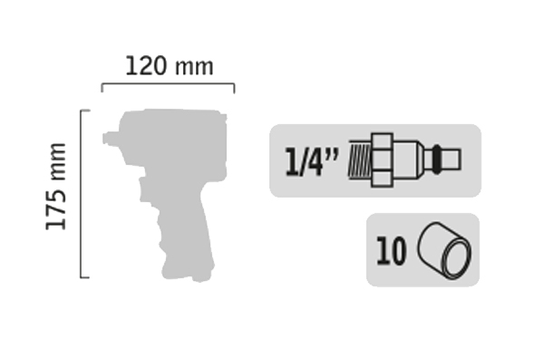 Coffret de clé à chocs pneumatique 1/2'' + douilles courtes à chocs 1/2'' - GENERAL PNEUMATIC - GP1313BC