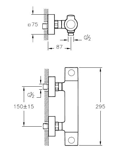 Mitigeur de douche thermostatique AQUAHEAT RS3 chromé - VITRA - A47158EKM