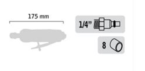 Meuleuse droite pneumatique 375W 22000 RPM avec accessoires en coffret - MAE - GP3130BC