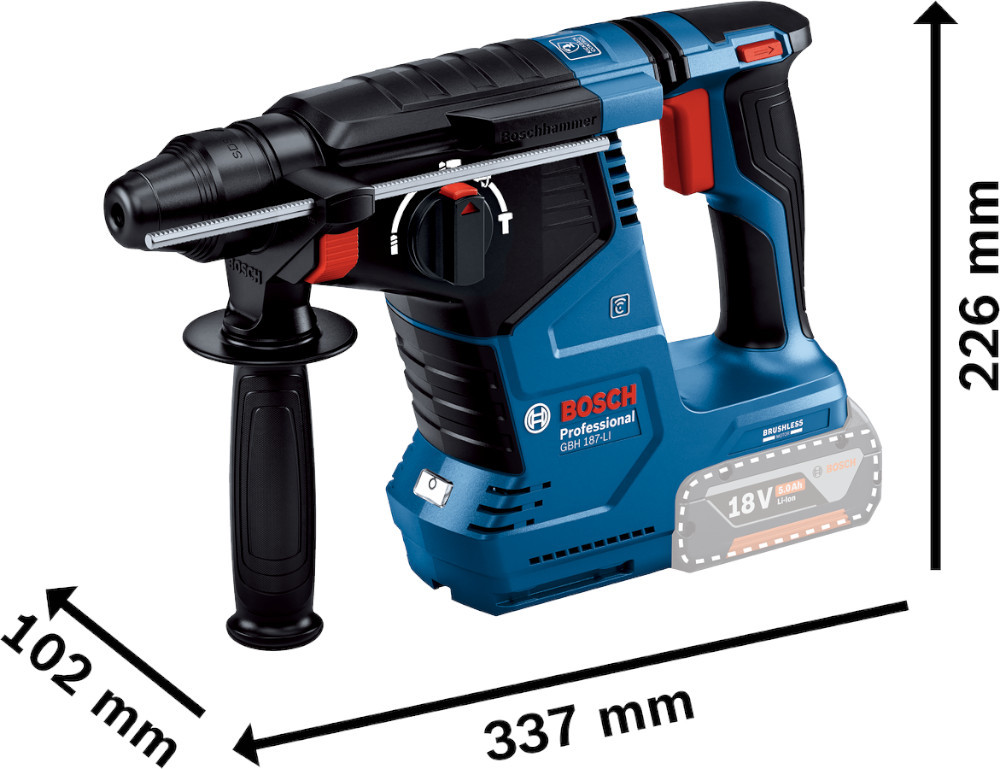 Perforateur SDS Plus 18V GBH 18V-24 C Professional (sans batterie ni chargeur) + coffret L-Boxx - BOSCH - 0611923001