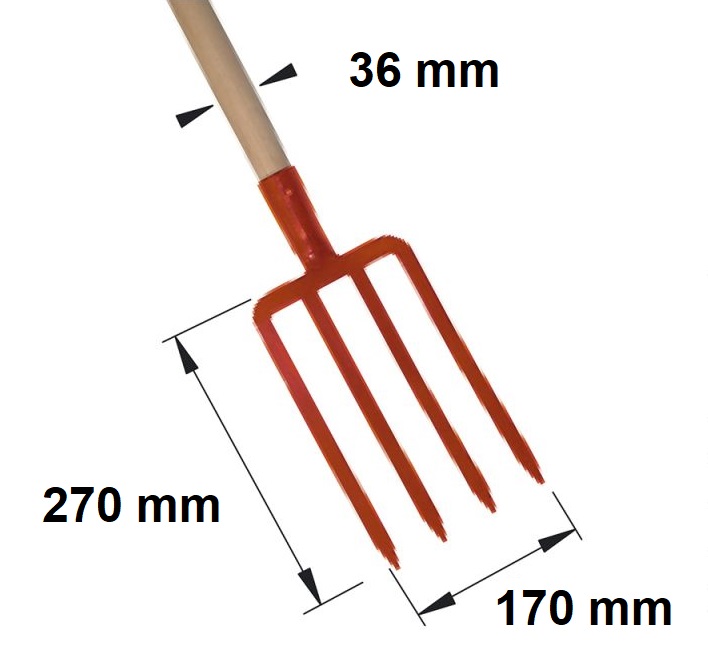 Fourche à bêcher 4 dents émmanchée bois pomme 36x1000mm - MERMIER - 985142