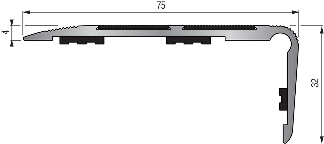 Nez de marche 6T 75x32mm percé L 3m - DINAC - 664110