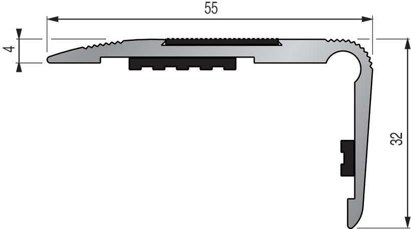 Nez de marche 3T 55x32mm percé L 3m - DINAC - 624110