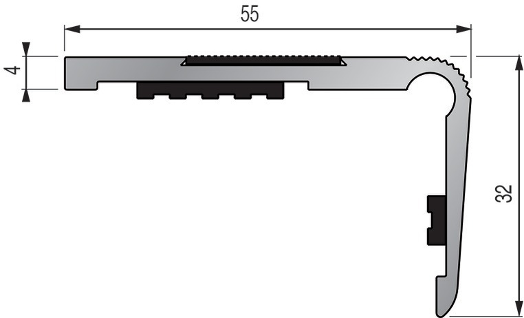 Nez de marche 1T 55x32mm adhésif butyle L 3m - DINAC - 603110