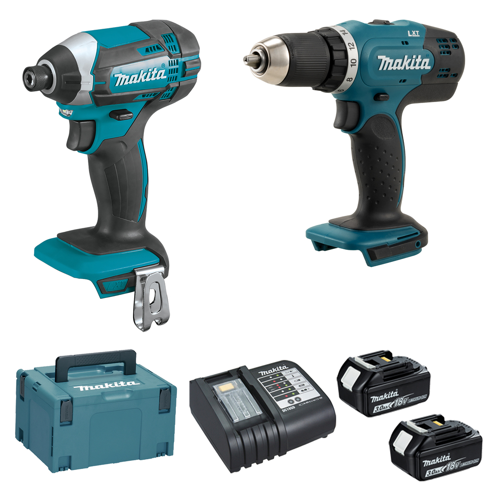 Pack de 2 machines 18V LXT (DTD152 + DDF453) + 2 batteries 3Ah + chargeur + Makpac - MAKITA - DLX2141JX2