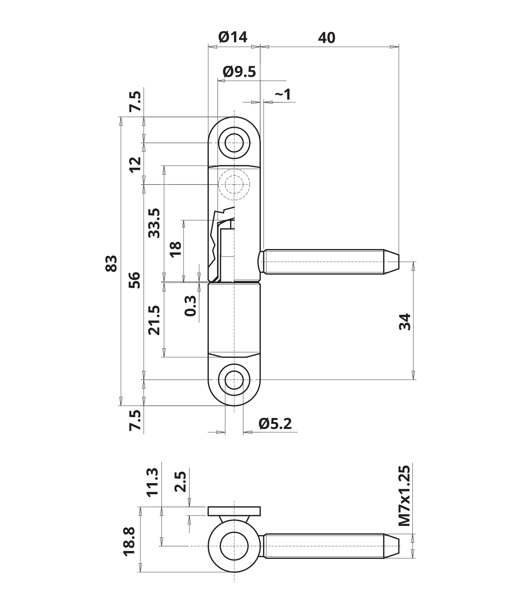 Paumelle fiche menuisé PVC diamètre 15 mm hauteur 83 mm époxy blanc MONIN 654020