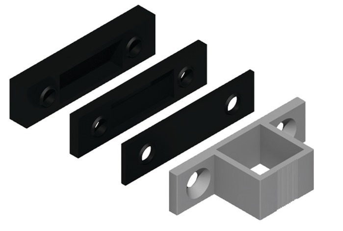 Loqueteau à gâche + cales laqué gris alu RAL9006 - LA CROISEE DS - DS6402-007