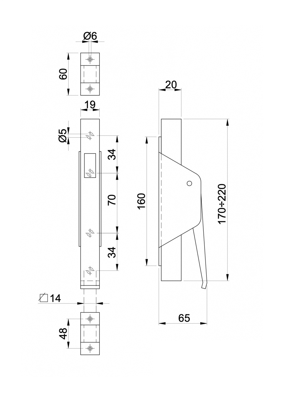 Crémone à levier acier zingué pour carré de 14mm – IBFM – 430