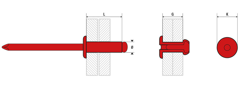 Rivet standard acier/acier tête plate 4,8X14mm SBOX - SCELL-IT - SD4814