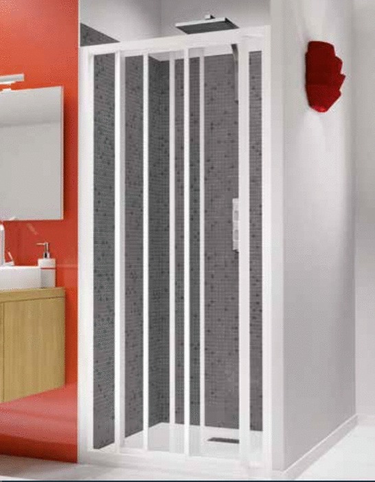 Paroi de douche SUPRA III 3V avec 2 volets coulissants 90cm profilé blanc avec verre transparent - KINEDO - PA1551BTN