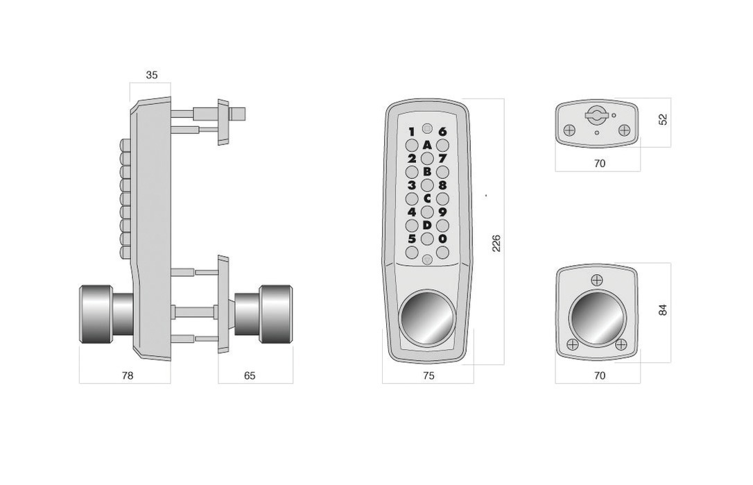 Ensemble Keylex 2000 axe à 60mm nickel satiné - LOKOD - 22103