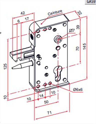 Serrure à crochet série GA pour portail coulissant - TIRARD - GA592304
