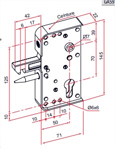 Serrure à crochet série GA pour portail coulissant - TIRARD - GA592304