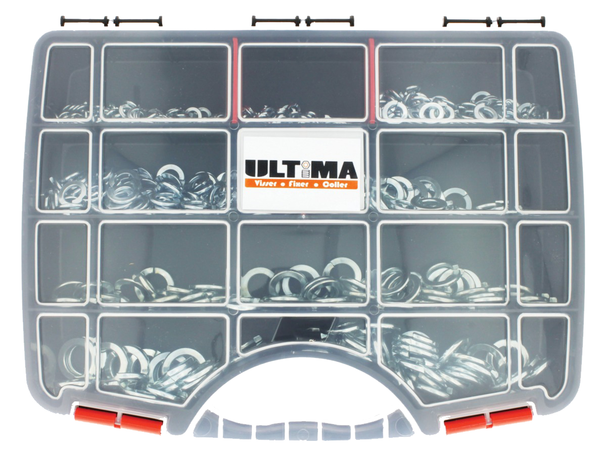 Rondelles grower acier zingué blanc DIN 127 B coffret de 620 - ULTIMA - COF922