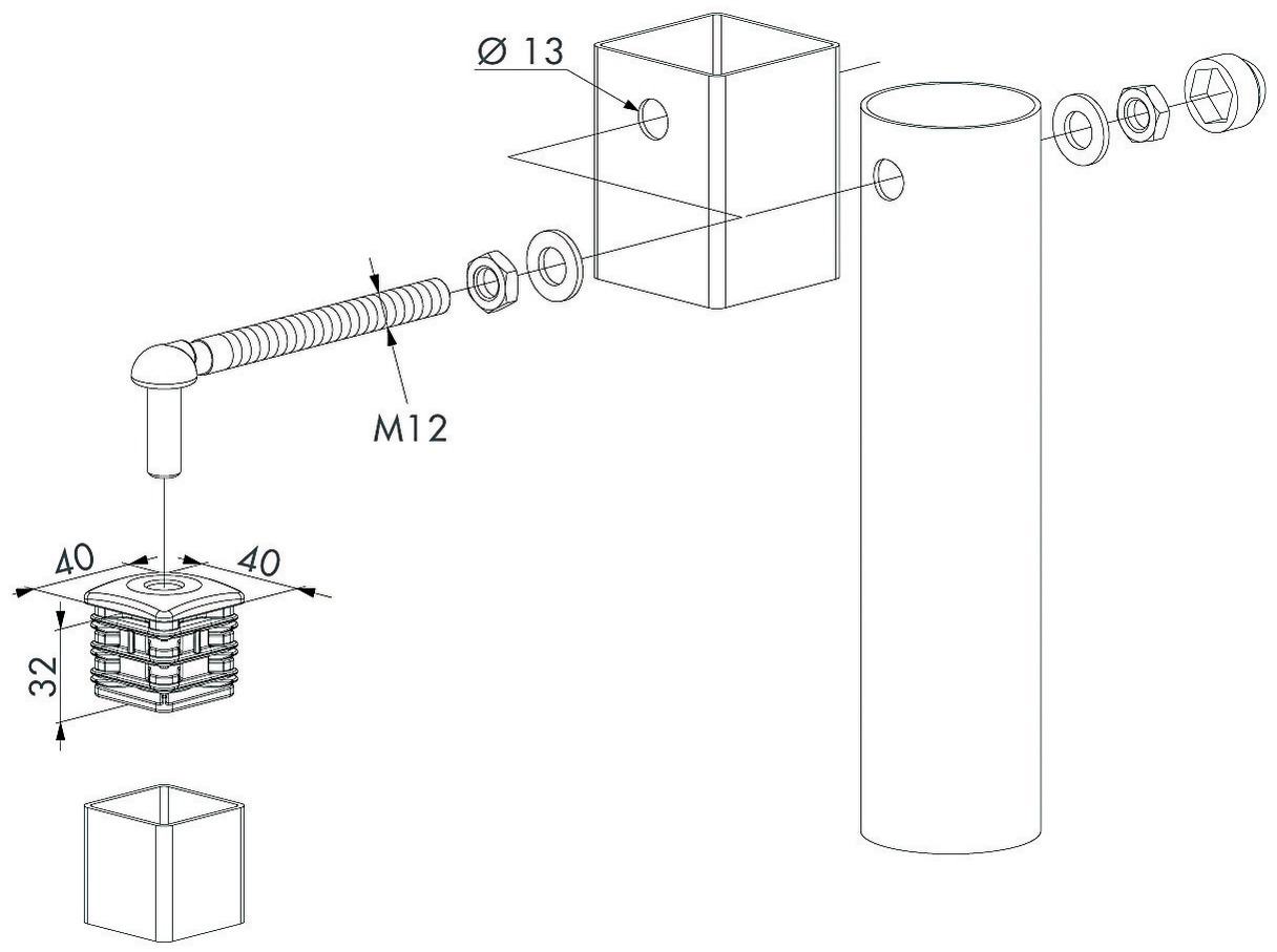 Set 2 charnières avec bouchons alu portillon M12 longueur 150mm - LOCINOX - P00008826