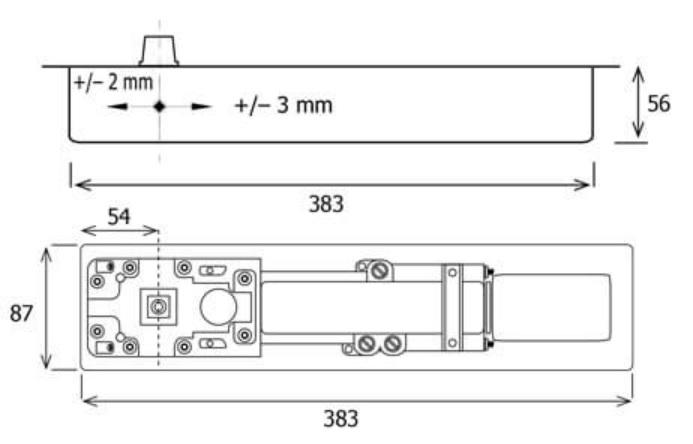 Pivot de sol JANUS+ force 3 arrêt à 90° axe carré - SEVAX - SN314062